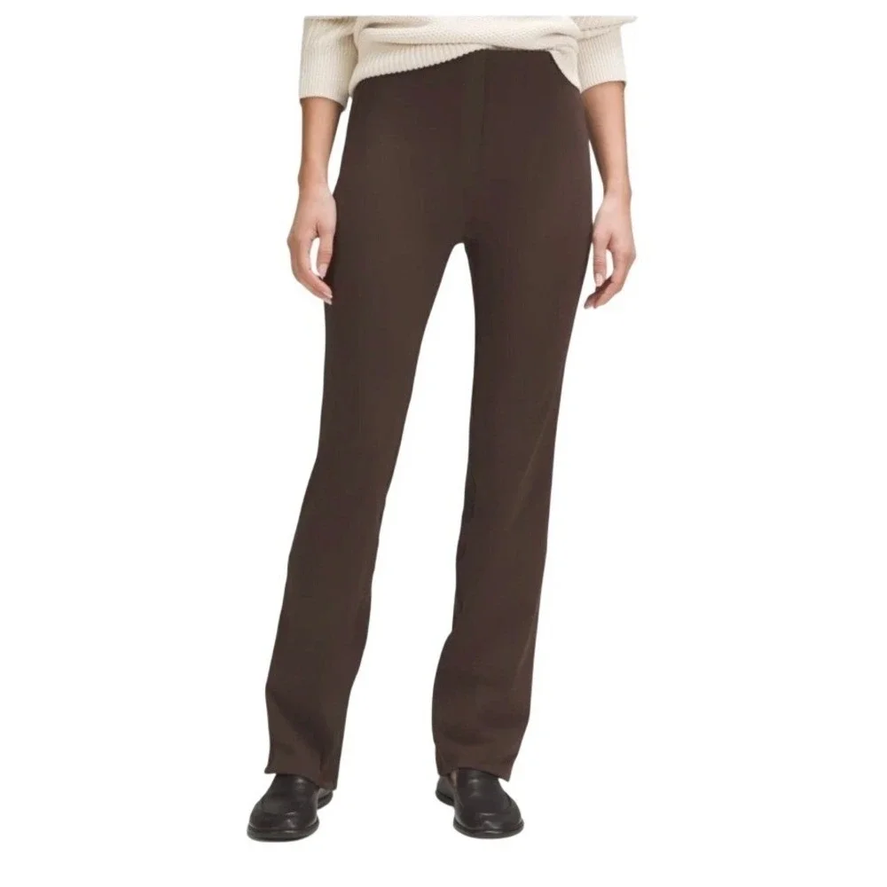 Lululemon Smooth Fit Pull-On Bootcut Pants Womens 8 Brown Travel Office Stretchy